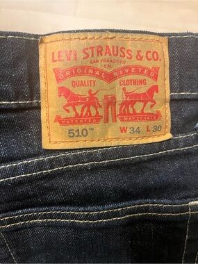 Levi's 510 Slim Straight Jeans in Dark Blue with Tan Patch